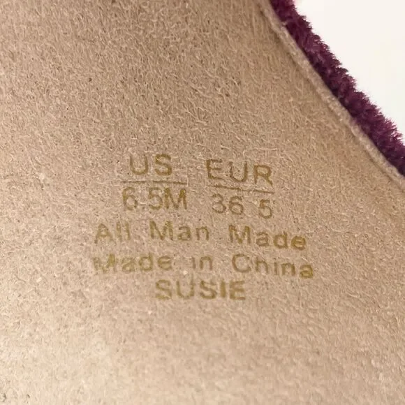 Sam Edelman Susie Velvet Block Heel Ankle Strap Sandals Burgundy Maroon Size 6.5 - Picture 11 of 13